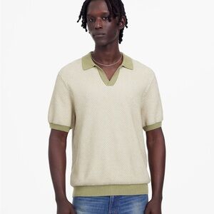 Madewell Honeycomb Stitch Johnny-Collar Sweater Polo
